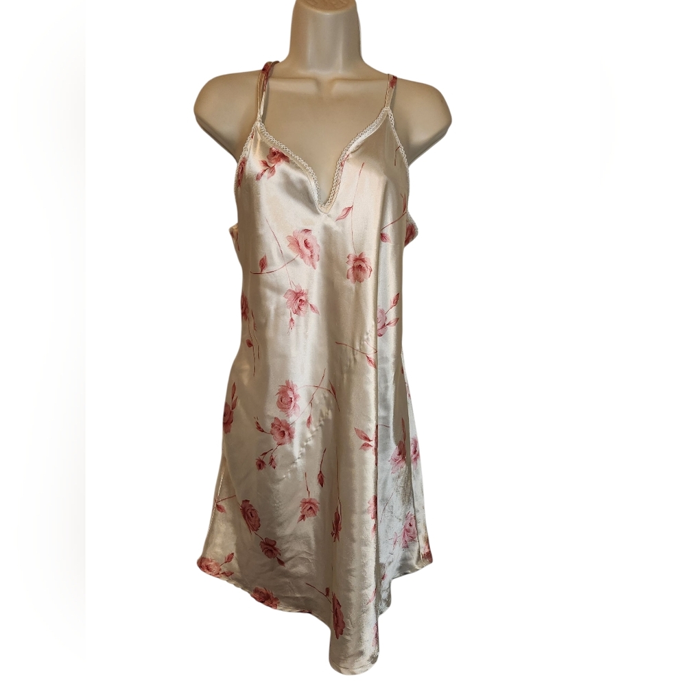 Morgan Taylor Intimates Size Small Slip Dress White And Red Floral